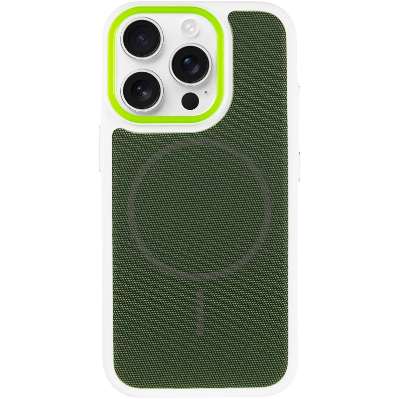 Чохол TPU TechWoven Hybrid with MagSafe для Apple iPhone 15 Pro Max (6.7") – White / Green. Фото 3 з 7