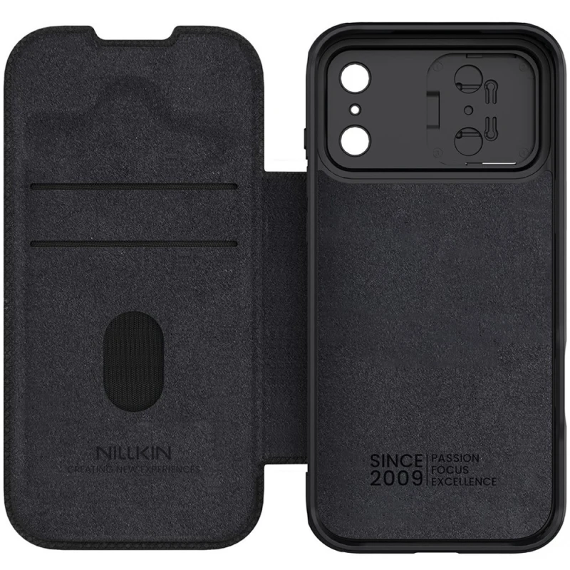 Кожаный чехол-книжка Nillkin Qin Pro Camshield для Apple iPhone 18 Pro – Black. Фото 5 из 6