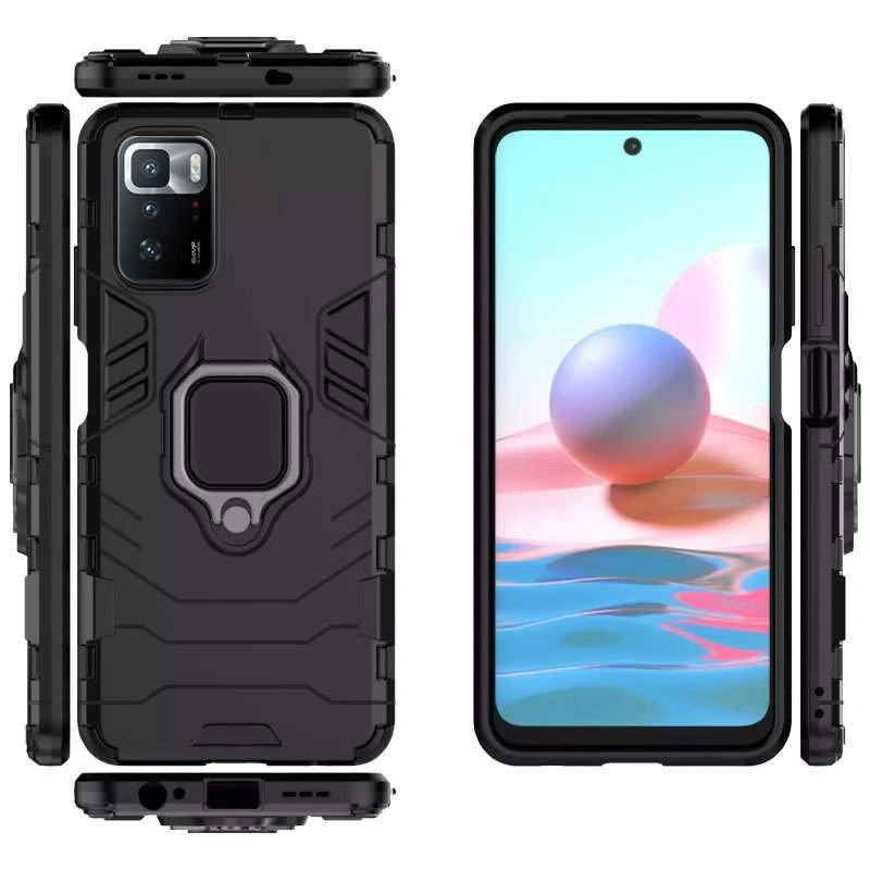 Протиударний чохол Transformer з кільцем на Xiaomi Redmi Note 10 Pro 5G – Чорний / Soul Black. Фото 2 з 2