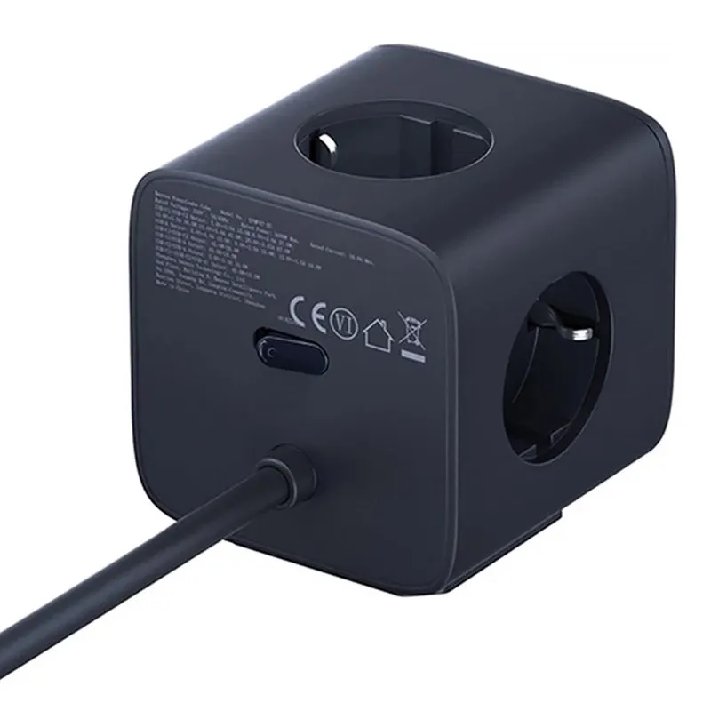 Подовжувач Baseus EnerFill FA11 PD67W+QC3.0 (1USB-A/2C/2Socket) (1.5m) (EFMF67) – Cosmic Black. Фото 4 з 5