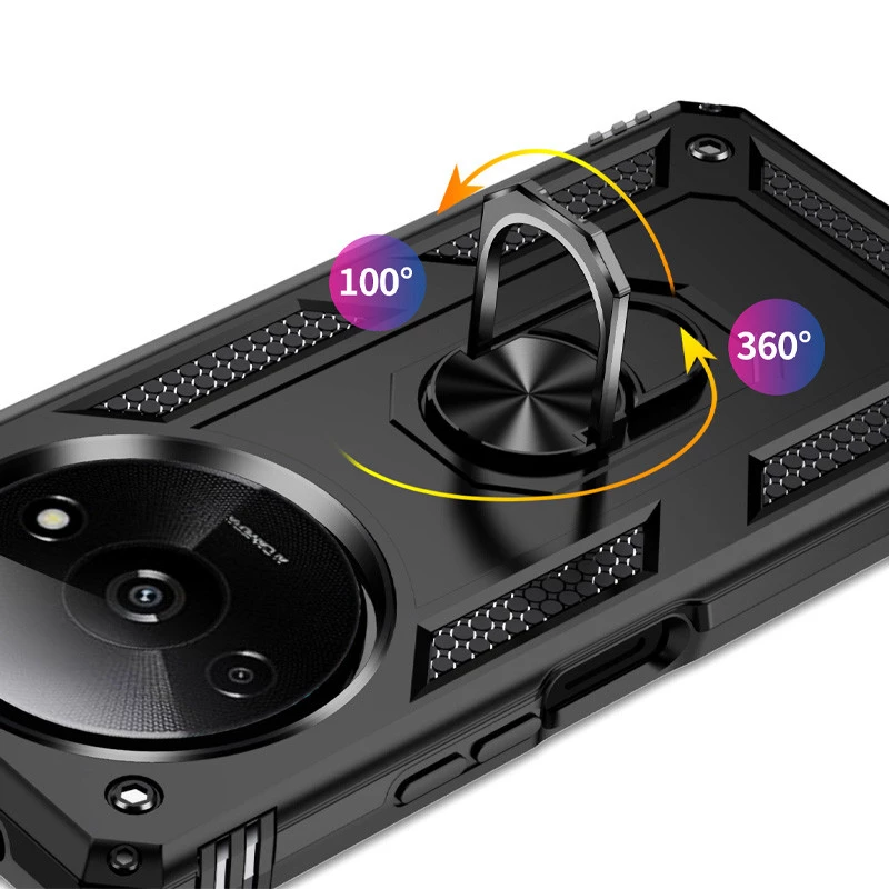 Протиударний чохол Serge Ring з кільцем на Xiaomi Redmi A3 – Чорний. Фото 6 з 7