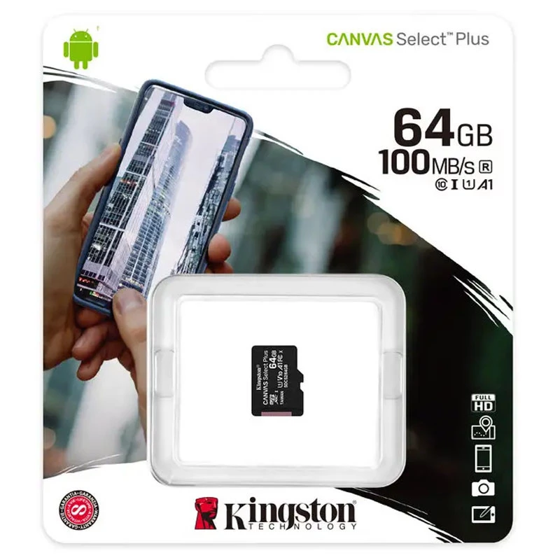 

Карта памяти Kingston MicroSDXC 64GB UHS-I Class 10 Select R100MB/s (SDCS2/64GBSP) (Black)