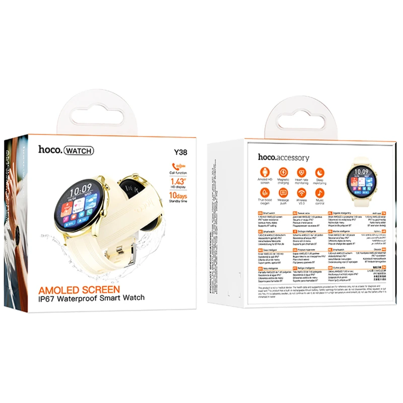 Смарт-годинник Hoco Smart Watch Y38 Smart sports watch (call version) – Gold. Фото 2 з 4
