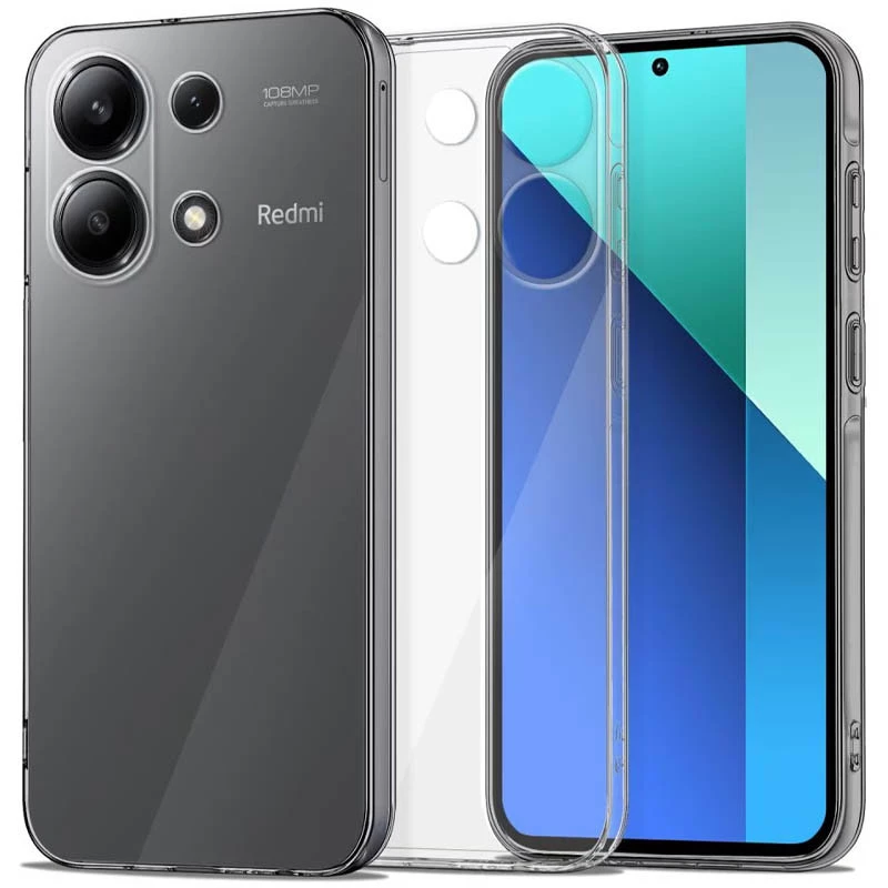 Ультратонкий силіконовий чохол 1,5 мм з захистом камери на Xiaomi Redmi Note 13 Pro 4G – Безбарвний (прозорий). Фото 2 з 10