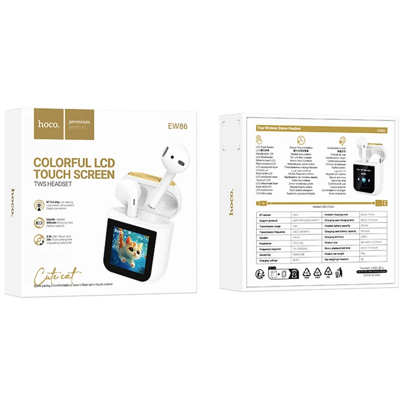 Бездротові TWS навушники Hoco EW86 Cat – White. Фото 2 з 7