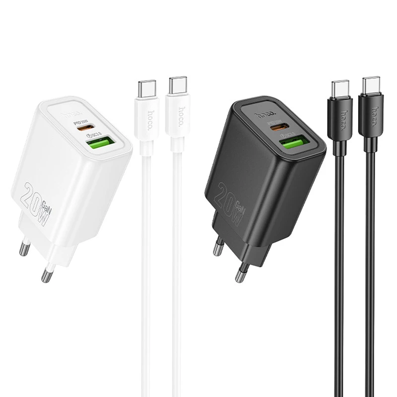 МЗП Hoco N61 Gentle PD20W+QC3.0 (1USB-A/1C) + кабель Type-C to Type-C фото 1 з 1