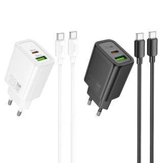 МЗП Hoco N61 Gentle PD20W+QC3.0 (1USB-A/1C) + кабель Type-C to Type-C фото 1 з 1
