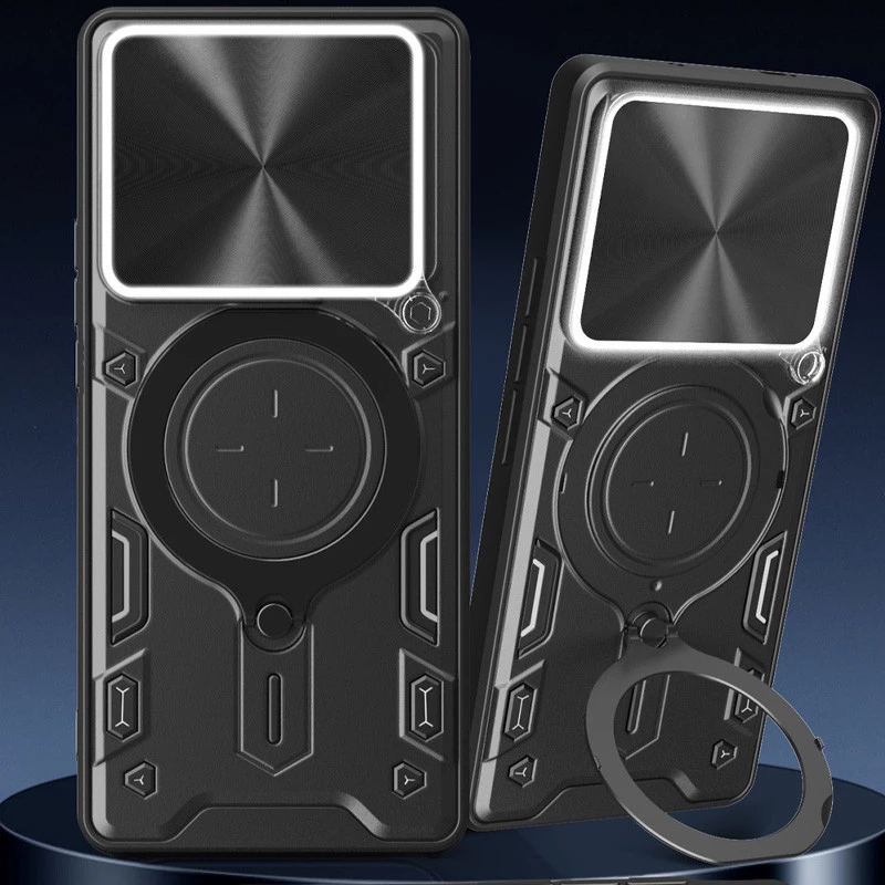 Ударостійкий чохол Bracket Ringstand із захисною шторкою для камери на Xiaomi Redmi Note 14 5G – Black. Фото 4 з 7