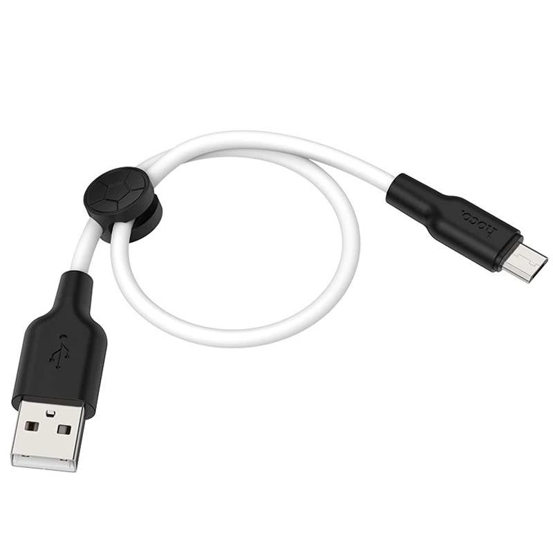 Дата кабель Hoco X21 Plus Silicone MicroUSB Cable (0.25m) – Чорний / Білий. Фото 2 з 4