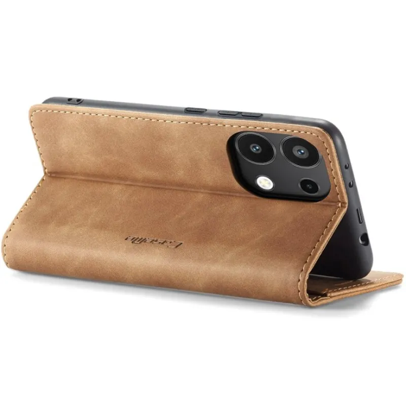 Шкіряний чохол-книжка CaseMe Velvet Nubuck для Xiaomi Redmi Note 13 4G – Brown. Фото 6 з 6