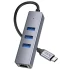 Перехідник HUB Hoco HB34 Easy link Type-C Gigabit network adapter (Type-C to USB3.0*3+RJ45) – Metal gray. Фото 3 з 8
