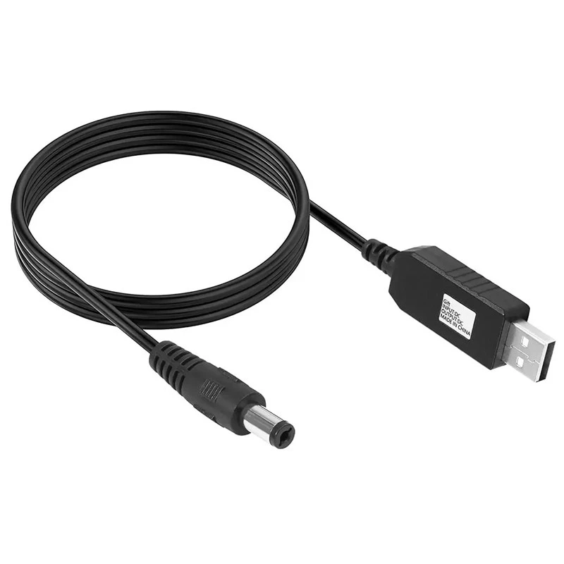 Кабель живлення для роутера/модема USB-DC (2.1x5.5mm) з перетворювачем до 12V in box (1m) фото 2 з 2