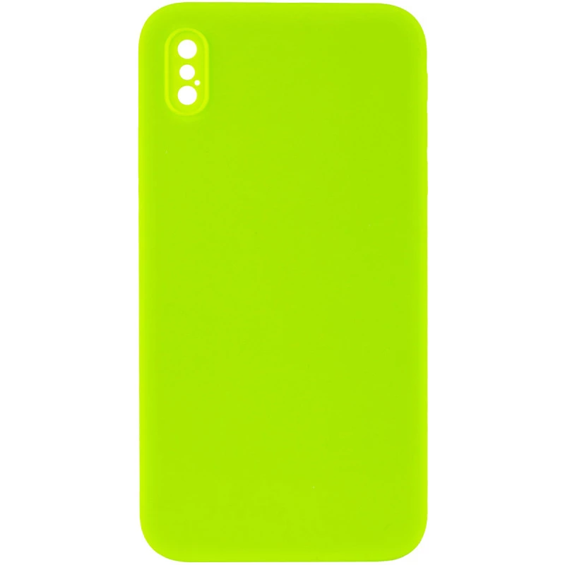 Чехол Silicone Case Square L с защитой камеры для Apple iPhone XS (5.8") – Салатовый / Neon green. Фото 1 из 3
