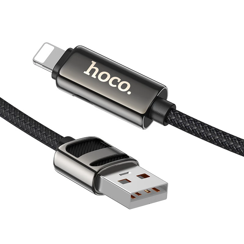 Дата кабель Hoco U137 Line with display USB to Lightning 2.4A/12W (1.2m) – Black. Фото 3 з 6