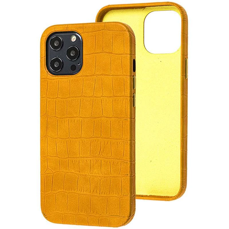 

Кожаный чехол Croco для Apple iPhone 12 (Yellow)