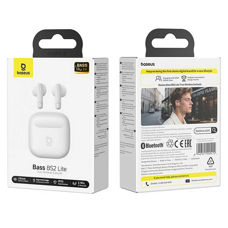 Бездротові TWS навушники Baseus Bass BS2 Lite (A0010A) – Moon White. Фото 5 з 5
