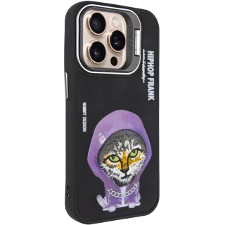 TPU+PC чохол з тваринами для Apple iPhone 15 Pro (6.1") — Black Cat