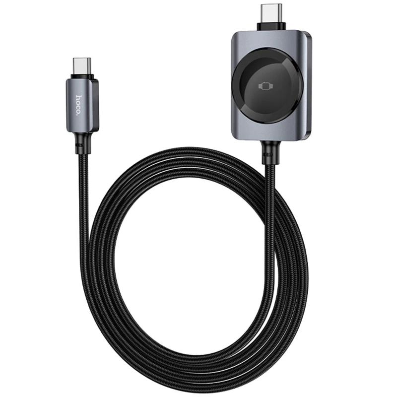 Дата кабель Hoco CW66 2in1 Type-C to iWatch/Type-C PD100W (1.2m) – Black. Фото 4 з 6