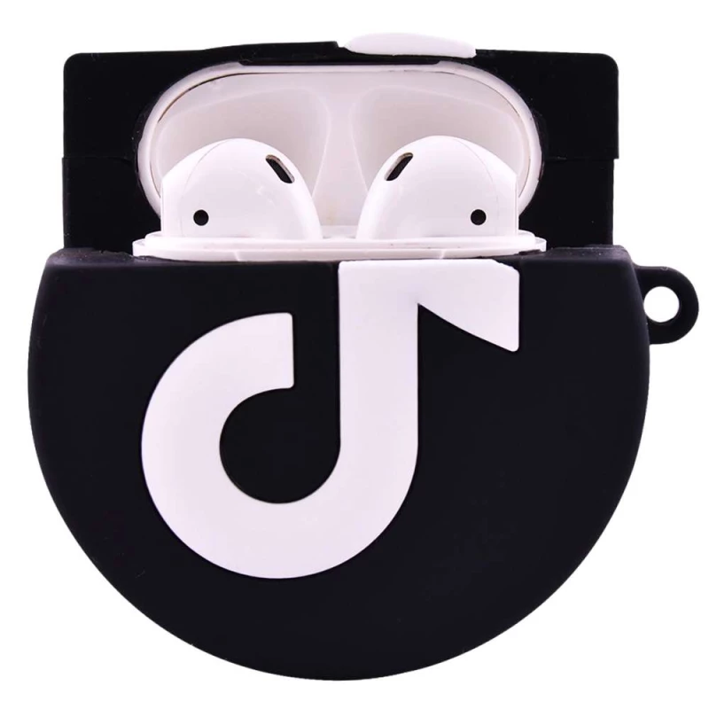 Силиконовый футляр Logo series для наушников AirPods 1/2 + карабин – TikTok. Фото 2 из 4