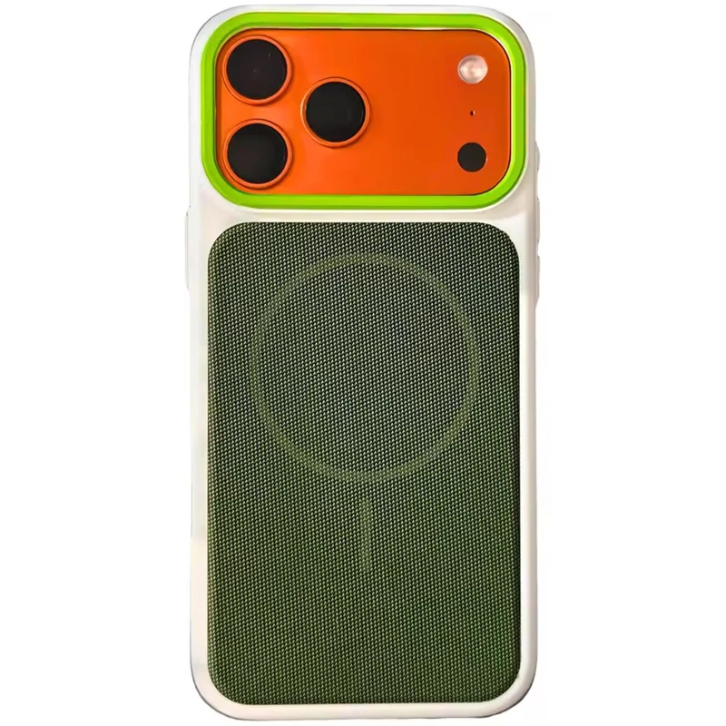 Чохол TPU TechWoven Hybrid with MagSafe для Apple iPhone 17 (6.3") – White / Green. Фото 1 з 2