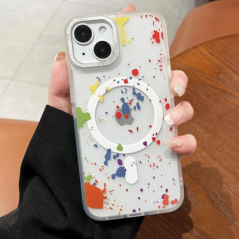 Чехол абстракция рисования с MagSafe для Apple iPhone 15 (6.1") – White. Фото 2 из 3