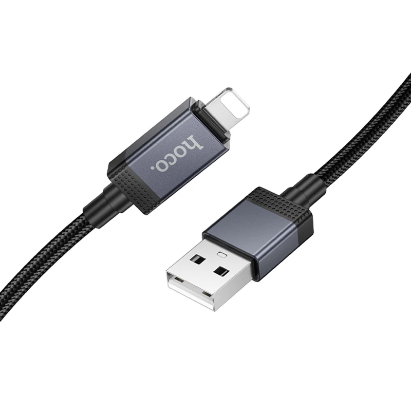 Дата кабель Hoco X118 Generous with display USB to Lightning 2.4A (1m) – Black. Фото 3 из 6