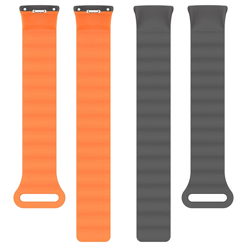 Ремінець Dual-color Magnetic для Xiaomi Mi Band 9/8 – Gray / Orange. Фото 7 з 8