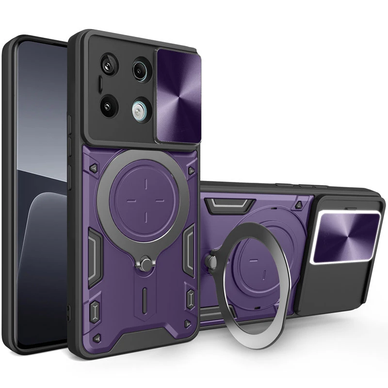 Ударостійкий чохол Bracket Ringstand із захисною шторкою для камери на Xiaomi Redmi 15C (EU) – Purple. Фото 1 з 1