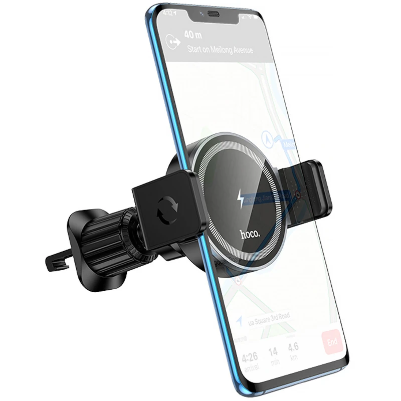 Автотримач з БЗП Hoco HW35 Power 15W (air outlet) – Black. Фото 3 з 5