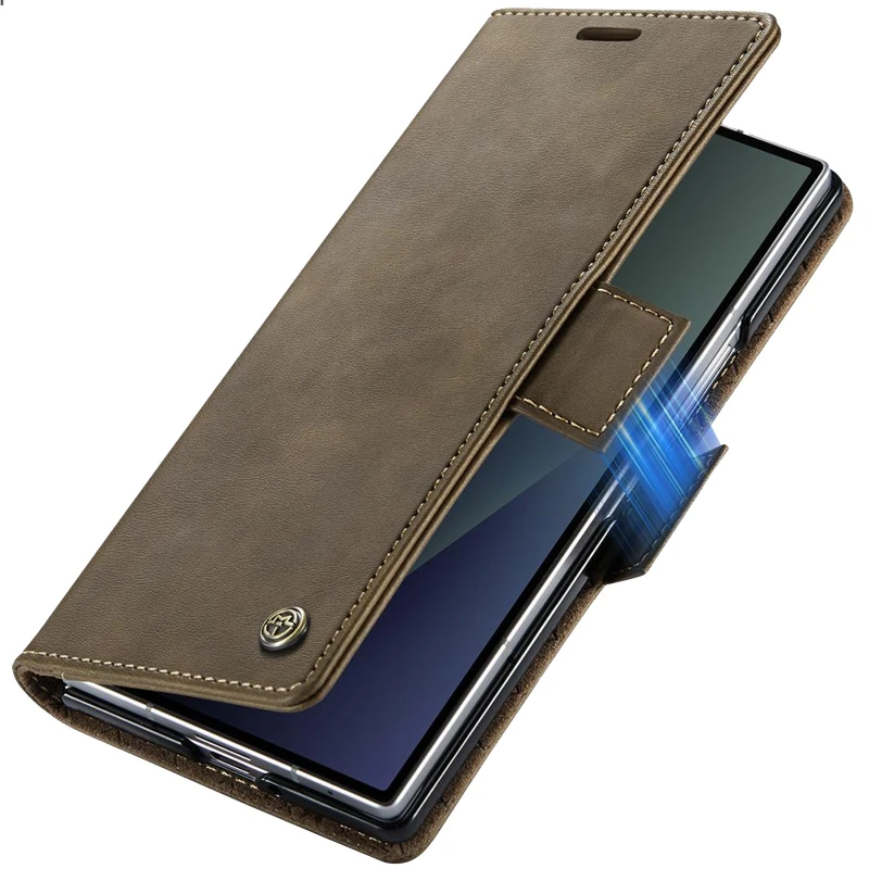 Кожаный чехол-книжка CaseMe Velvet Matte для Samsung Galaxy Z Fold7 – Coffee. Фото 5 из 5