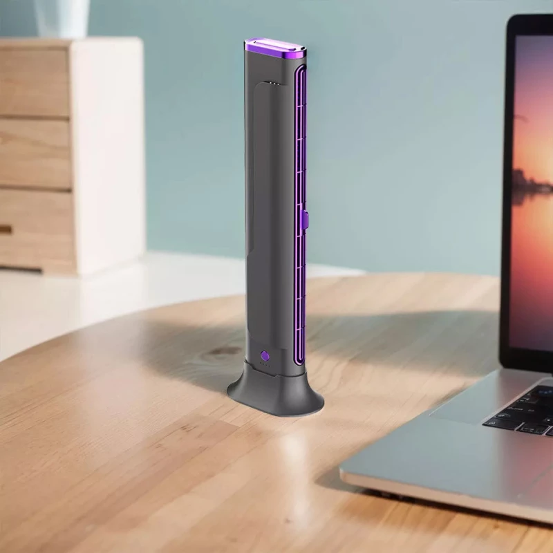 Настільний вентилятор F3 Tower Fan 3 speeds with battery 1200 mAh – Purple. Фото 3 з 5