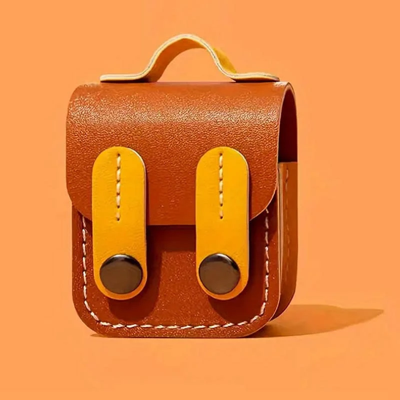 Кожаный футляр Briefcase для наушников AirPods 1/2 – Brown / Yellow. Фото 2 из 5