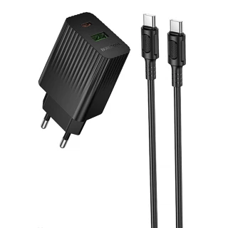 МЗП Borofone BAS76A Source PD30W+QC3.0 (1USB-A/1C) + кабель Type-C to Type-C фото 1 з 2