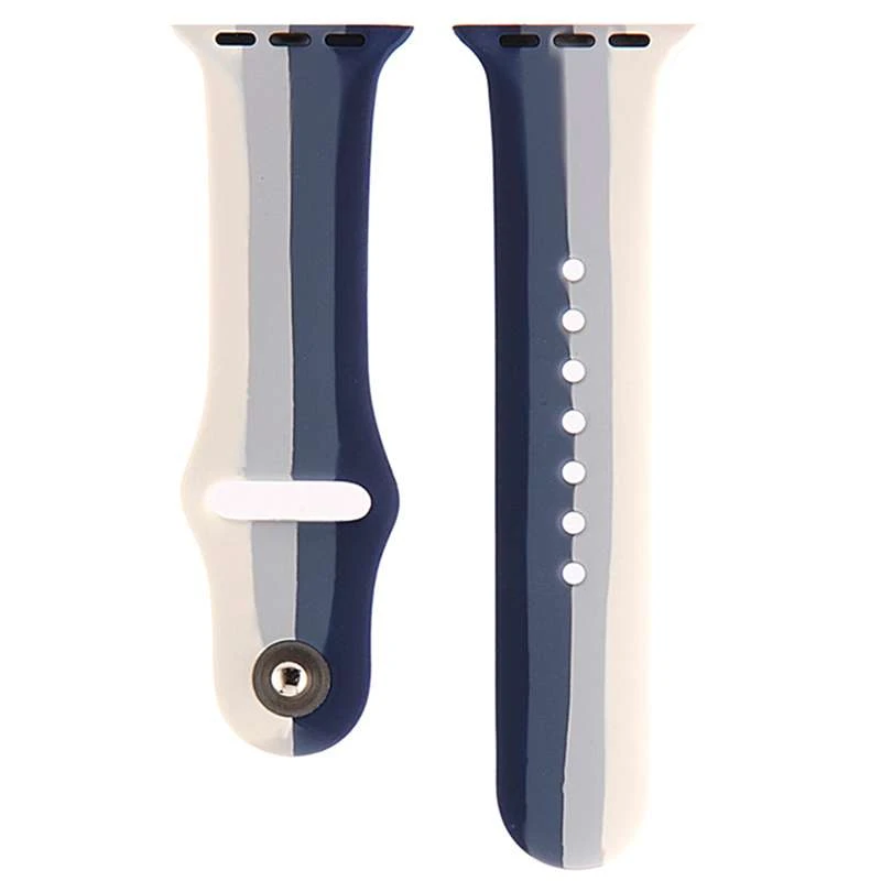 Силіконовий ремінець Rainbow для Apple watch 38mm / 40mm – Синій / Сірий. Фото 2 з 2