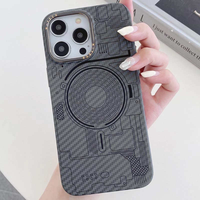 Карбоновий техно чохол з MagSafe на Apple iPhone 13 Pro Max (6.7") – Grey. Фото 3 з 6