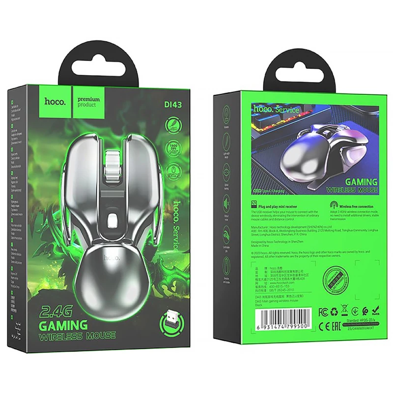 Миша ігрова Hoco DI43 Silent Click 2.4G – Black. Фото 6 з 6