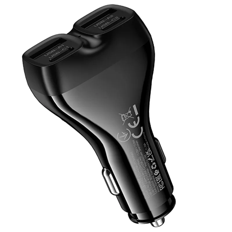 АЗП Borofone BZ35 Leader PD15W+QC3.0 total 30W (2USB-A/2C) – Black. Фото 4 з 4