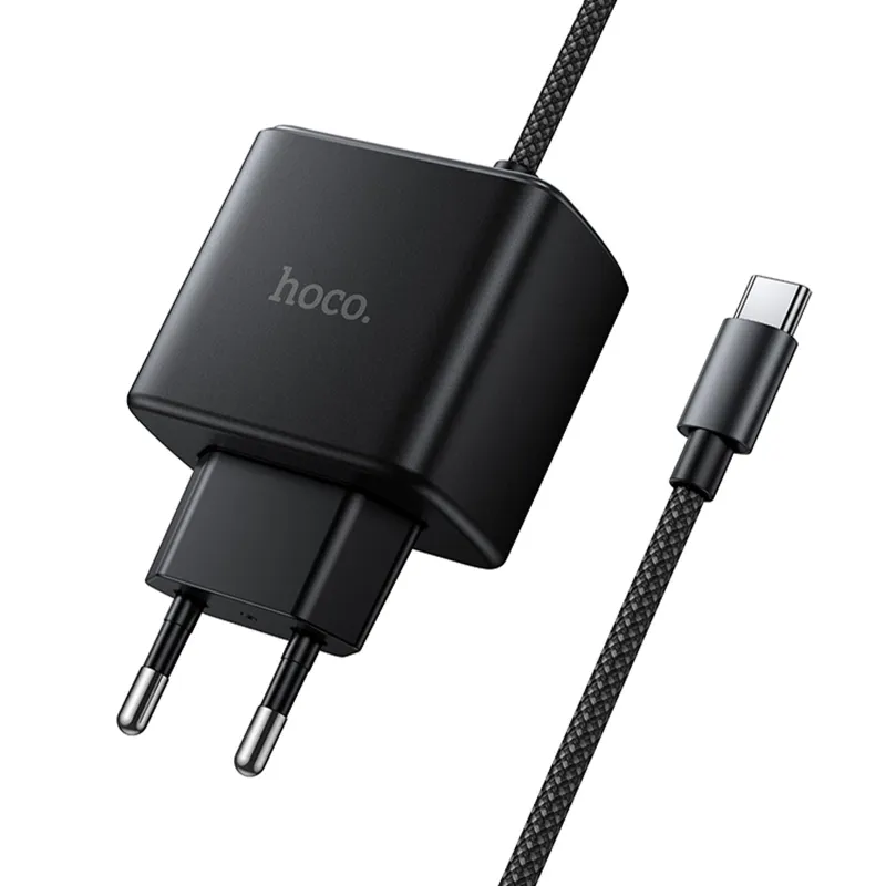 МЗП Hoco C163A New PD25W (1USB-C) + вбудований кабель Type-C – Black. Фото 5 з 6
