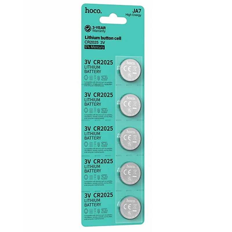 Батарейки Hoco JA7 (CR2025) Button 5 pcs – silver. Фото 3 из 3