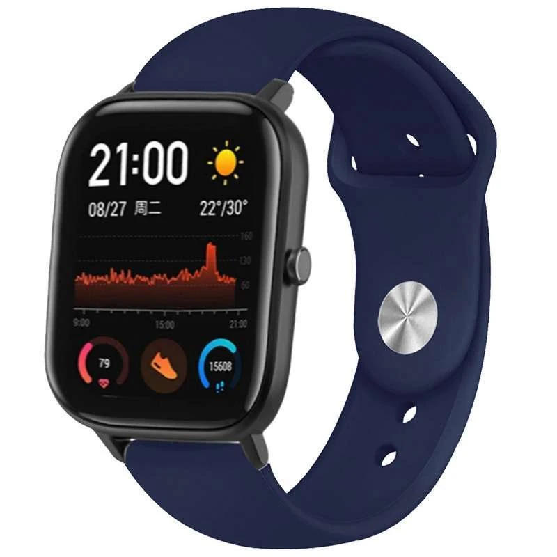 

Силиконовый ремешок Sport для Xiaomi Amazfit/Samsung 20 mm (Темно-синий / Midnight blue), Темно-синій / midnight blue