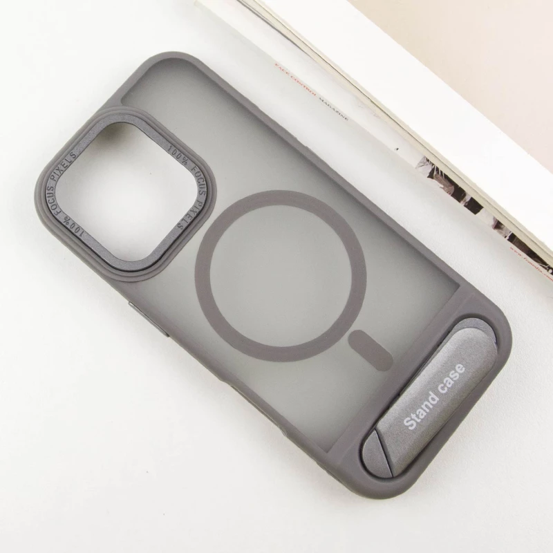 TPU+PC чехол Stand case для Apple iPhone 16 Pro Max – Grey. Фото 4 из 7