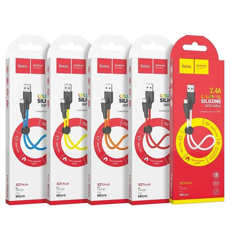 Дата кабель Hoco X21 Plus Silicone MicroUSB Cable (0.25m) фото 2 з 2