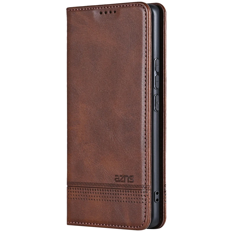 Кожаный чехол-книжка AZNS Classic series для Samsung Galaxy A37 5G – Dark Brown. Фото 1 из 4