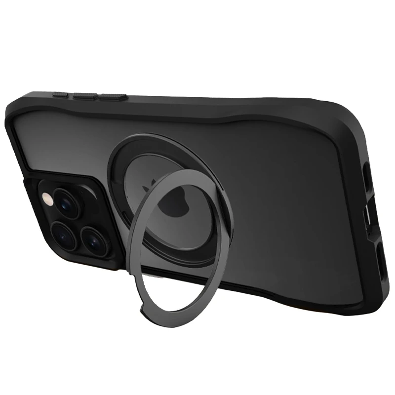 TPU+PC чехол Space Octagon MagSafe with aluminium ring для Apple iPhone 16 Pro – Black. Фото 5 из 6