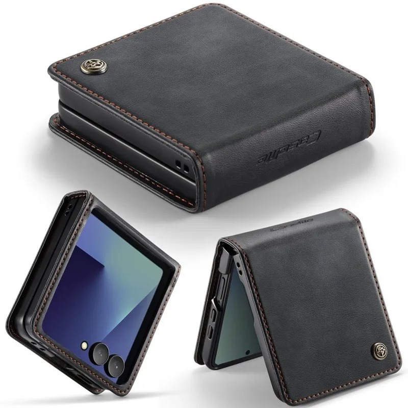 Шкіряний чохол-книжка CaseMe Velvet Matte для Samsung Galaxy Z Flip8 – Black. Фото 3 з 3