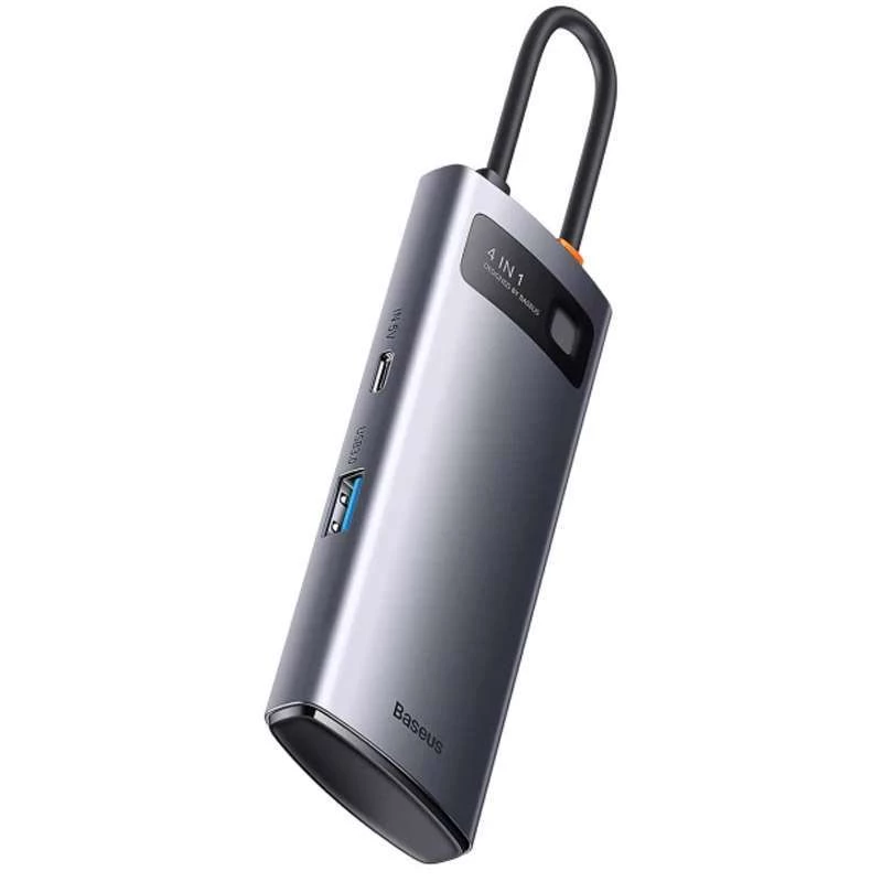 Перехідник HUB Baseus Metal Gleam Series 4-in-1 4xUSB3.0+RJ45 – Gray. Фото 2 з 5