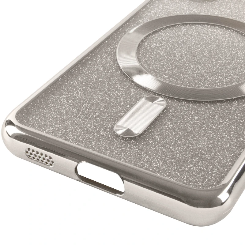 Чохол з блискітками, захисними лінзами на камеру та MagSafe на Samsung Galaxy S21 – Сірий / Gray. Фото 10 з 11