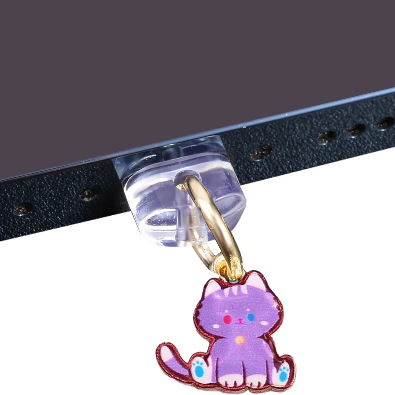 Заглушка силіконова Type-C з подвеской IP44 – Cat metal purple. Фото 2 з 2