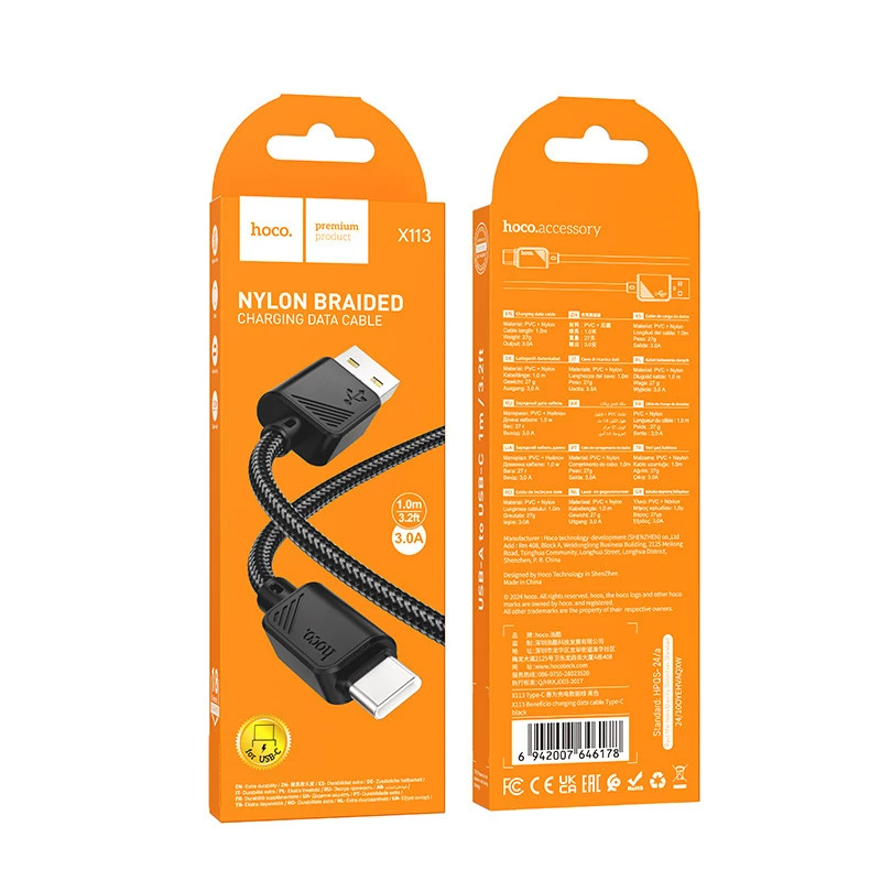 Дата кабель Hoco X113 Beneficio USB to Type-C (1m) – Black. Фото 4 из 4