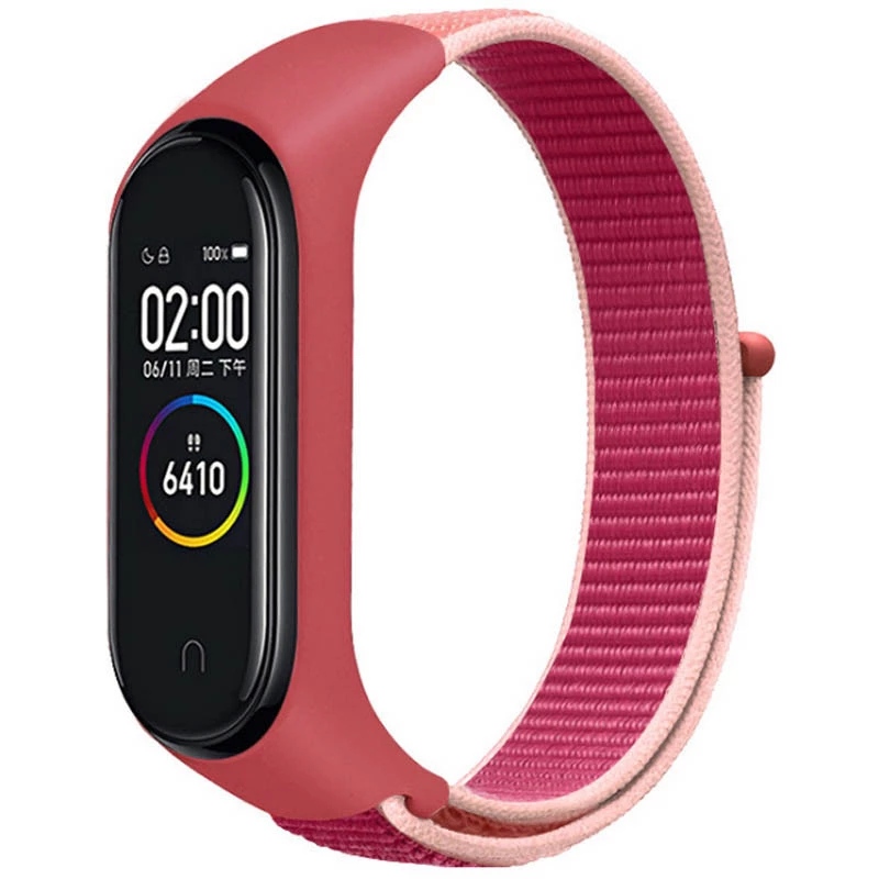 Ремінець Nylon New для Xiaomi Mi Band 3/4/5/6/7 – Pomegranate Red / Pink. Фото 1 з 1